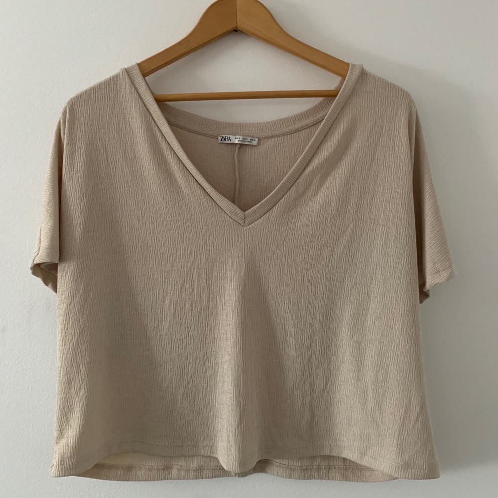 Zara short sleeve tan shirt size SMALL